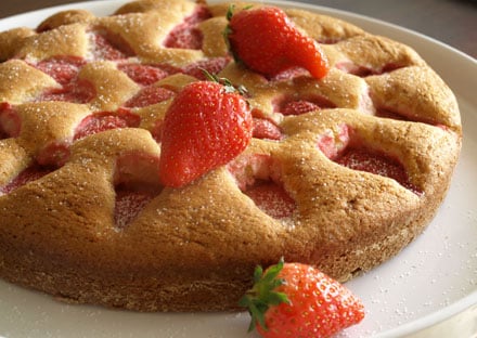 Gâteau aux fraises, saveur banane