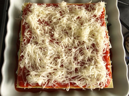 Montage des lasagnes - fromage râpé