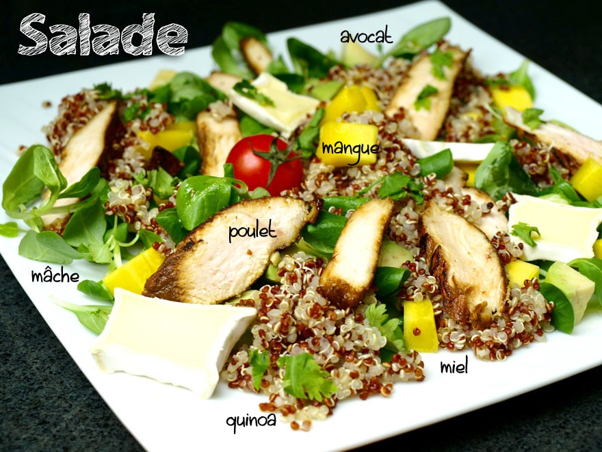 Salade de quinoa au poulet et à la mangue