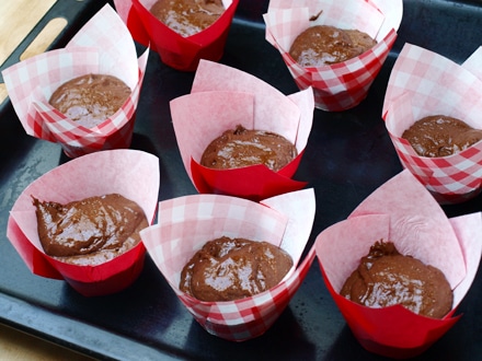 Muffins au chocolat sans gluten avant cuisson