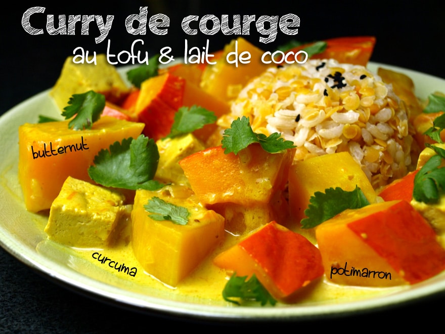 Curry de courge au tofu et lait de coco