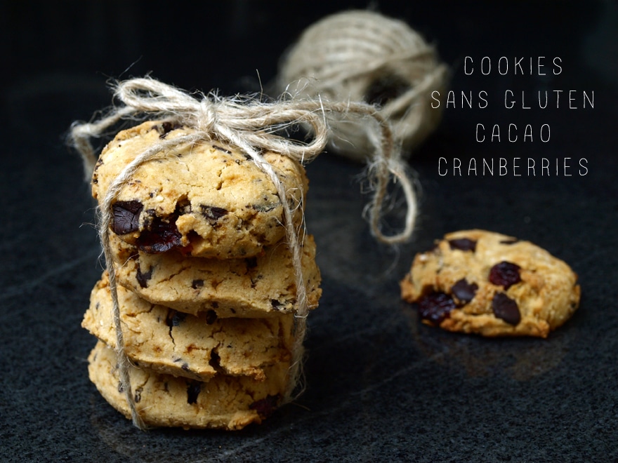 Cookies sans gluten aux pépites de cacao et cranberries