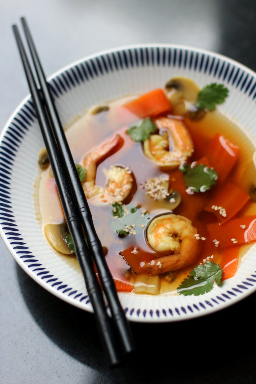 Bouillon de crevette (gingembre, citronnelle, curcuma) - Shrimps light soup
