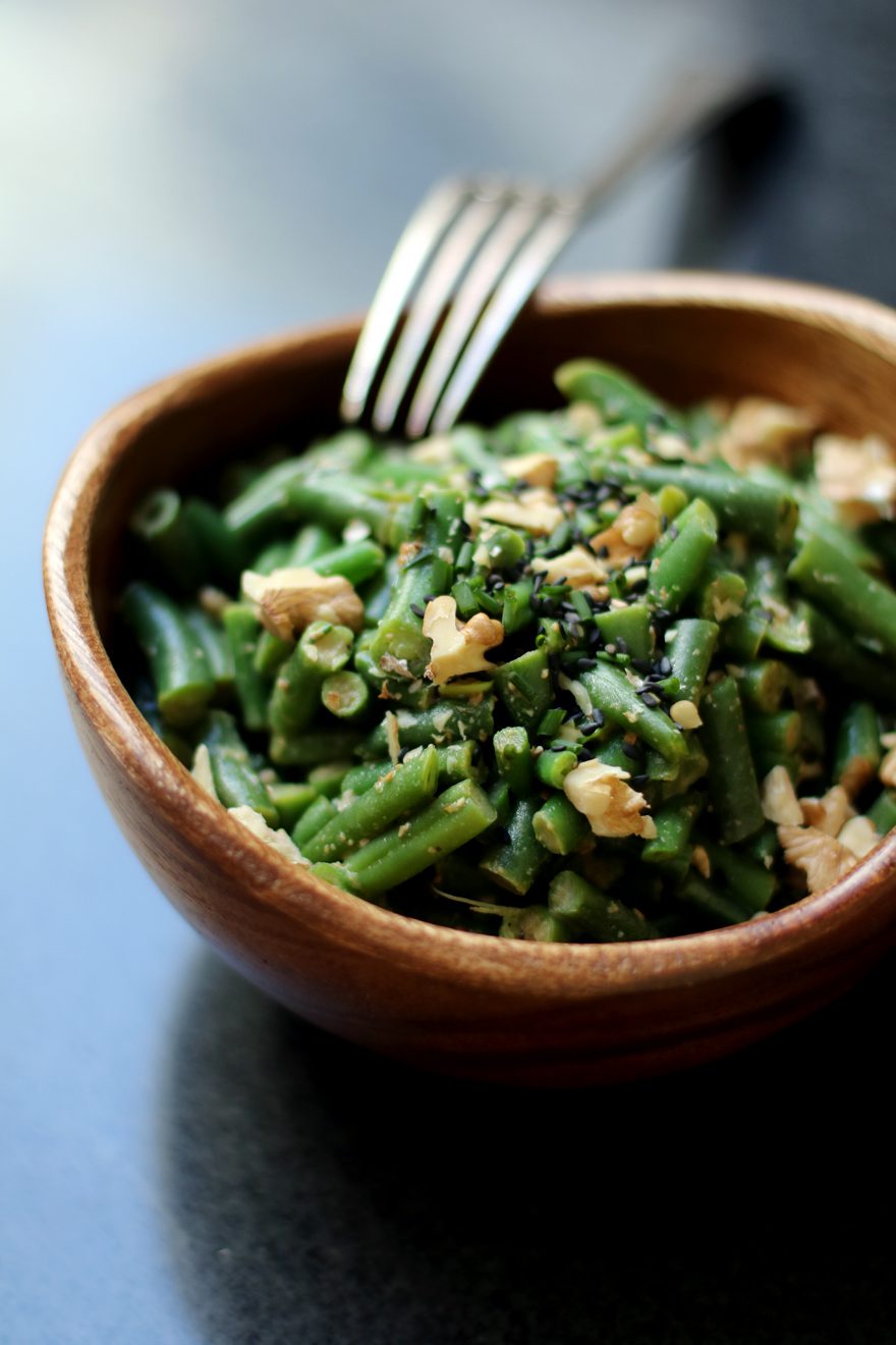 Salade de haricots verts au miso - Green beans salad with miso sauce